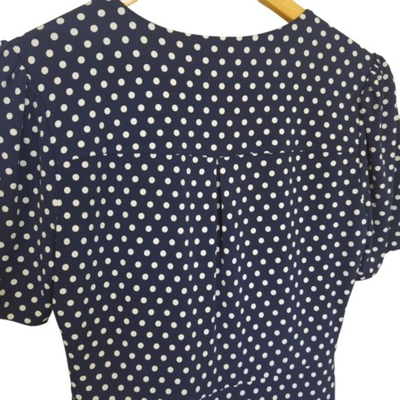 Michael Kors Navy Blue Polka-Dot A-Line Ruffle Dress SZ S - Picture 10 of 16